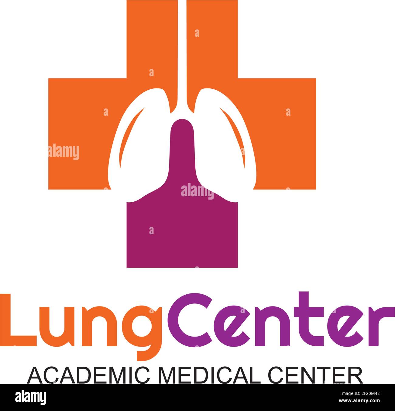 Modello vettoriale di progettazione del logo del centro medico polmonare Illustrazione Vettoriale