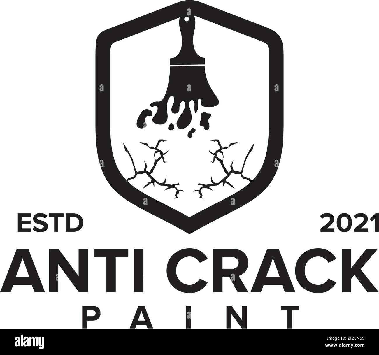Modello vettoriale per il disegno del logo della vernice anti-incrinatura Illustrazione Vettoriale