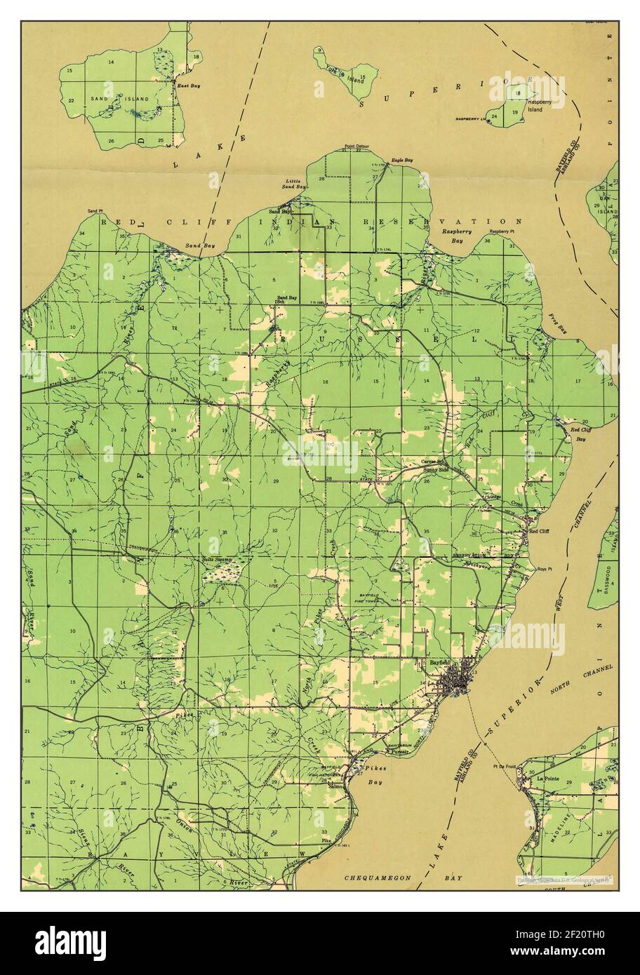 Bayfield, Wisconsin, mappa 1946, 1:48000, Stati Uniti d'America da Timeless Maps, dati U.S. Geological Survey Foto Stock