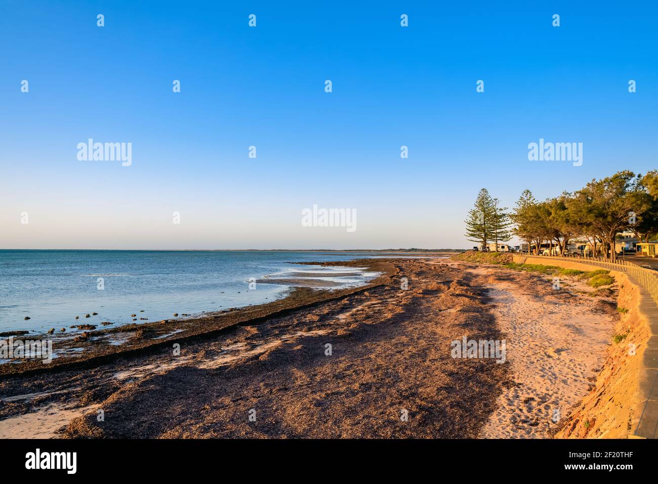 Moonta Bay caravan parco al tramonto, Australia del Sud Foto Stock