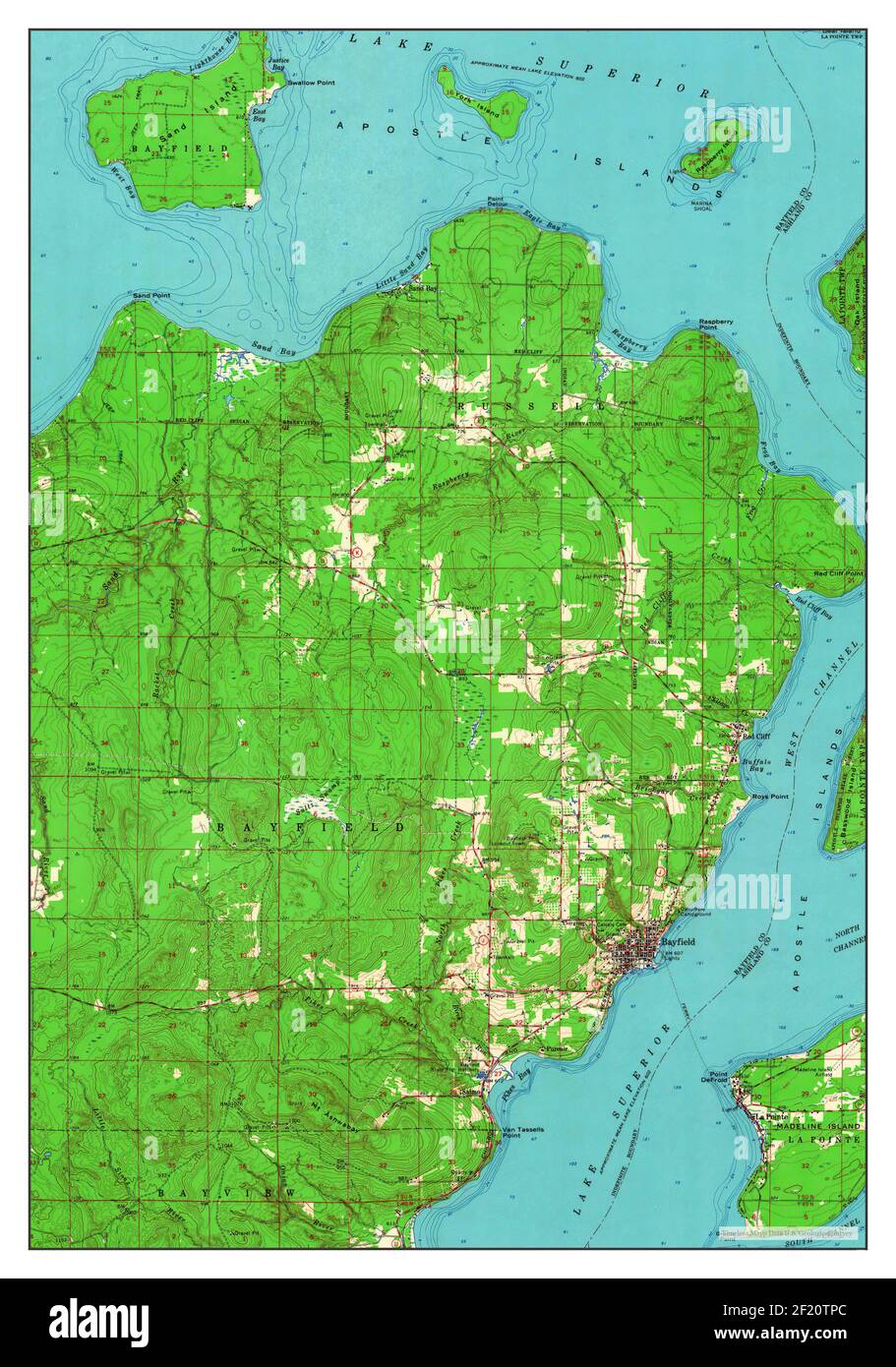 Bayfield, Wisconsin, mappa 1964, 1:62500, Stati Uniti d'America da Timeless Maps, dati U.S. Geological Survey Foto Stock