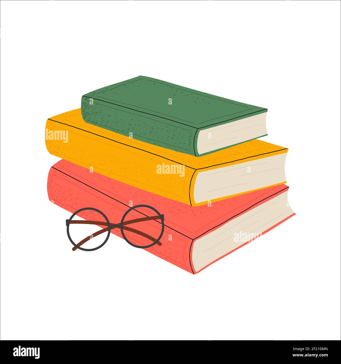 Festival del libro. Pila di libri di generi diversi. Illustrazione Vettoriale