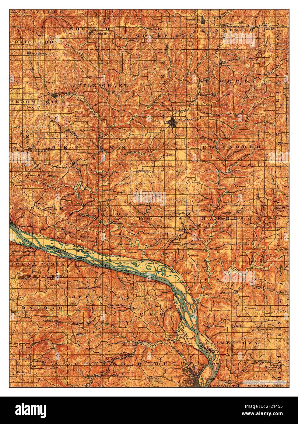 Lancaster, Wisconsin, map 1908, 1:125000, United States of America by Timeless Maps, data U.S. Geological Survey Foto Stock