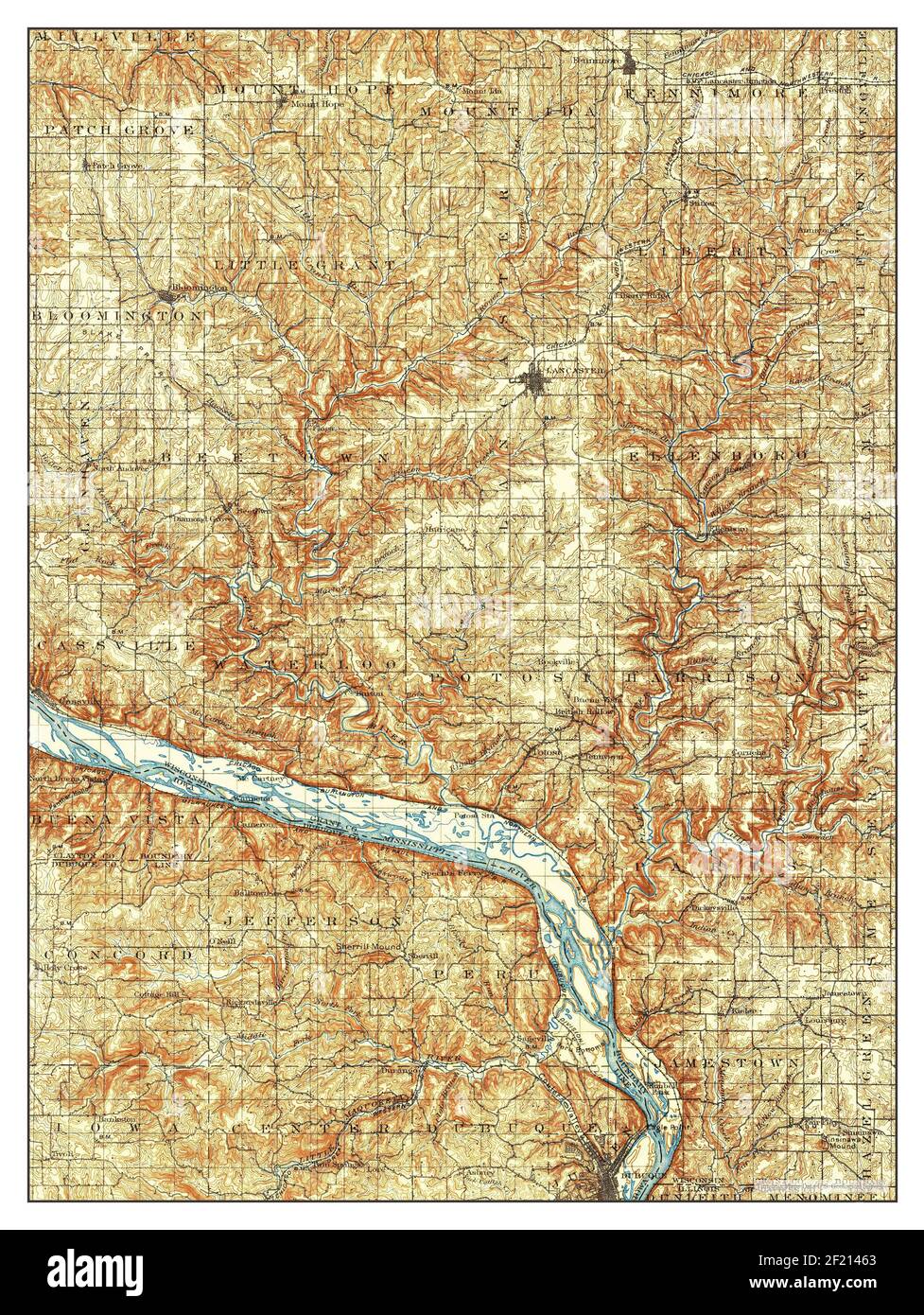 Lancaster, Wisconsin, map 1908, 1:125000, United States of America by Timeless Maps, data U.S. Geological Survey Foto Stock