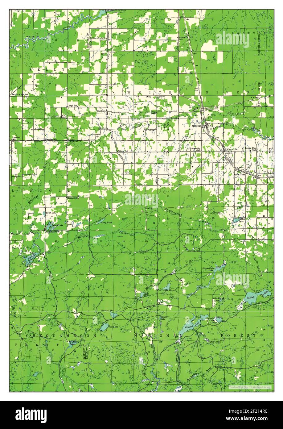 Marengo, Wisconsin, mappa 1942, 1:48000, Stati Uniti d'America da Timeless Maps, dati U.S. Geological Survey Foto Stock