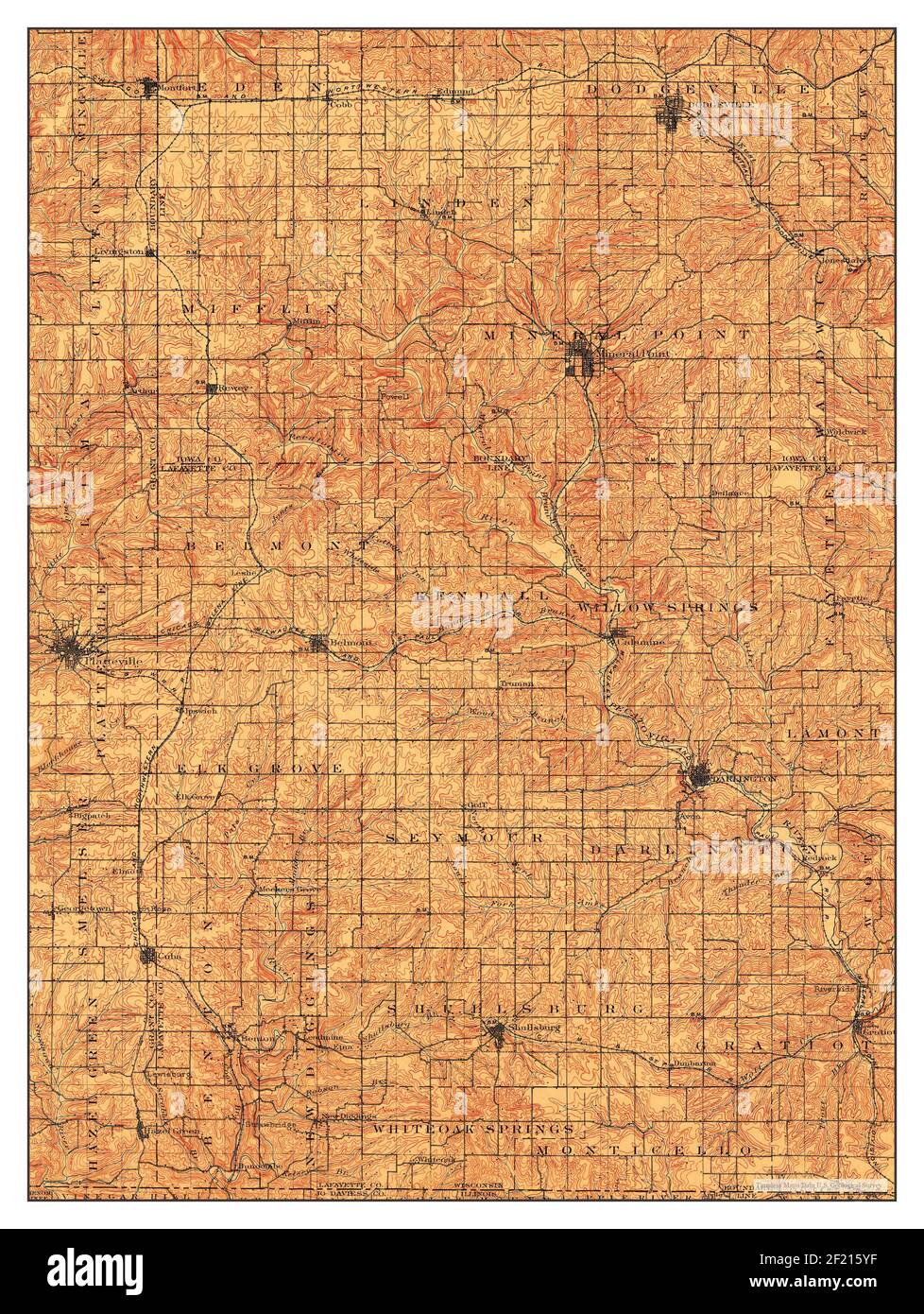 Mineral Point, Wisconsin, mappa 1902, 1:125000, Stati Uniti d'America da Timeless Maps, dati U.S. Geological Survey Foto Stock