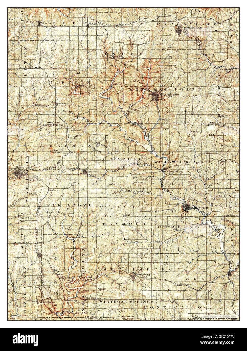Mineral Point, Wisconsin, mappa 1902, 1:125000, Stati Uniti d'America da Timeless Maps, dati U.S. Geological Survey Foto Stock
