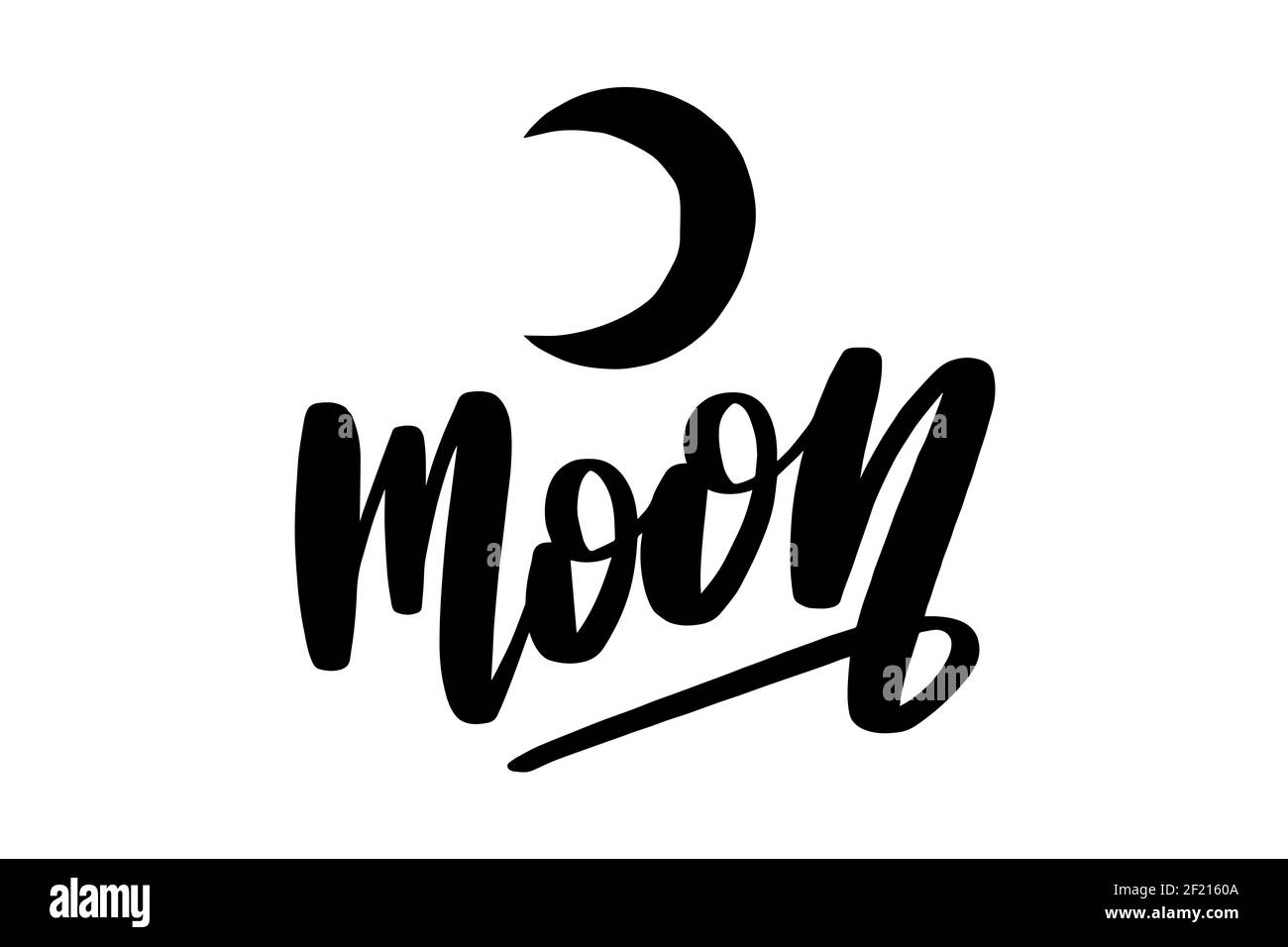 Luna. Scrittura a mano con inchiostro nero. Astrologia simbolo della cartella natale. Illustrazione Vettoriale