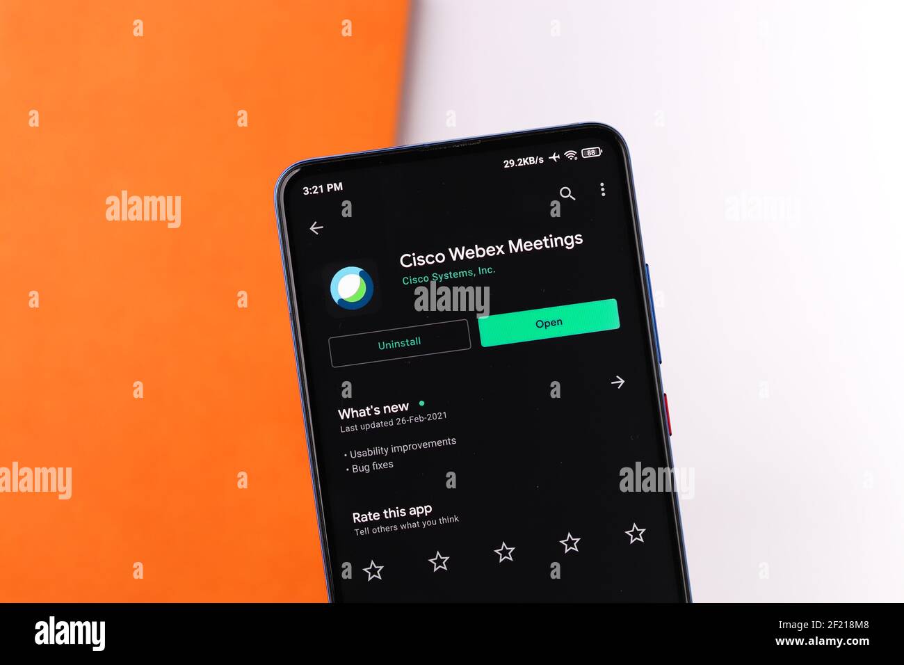 Assam, india - 10 Marzo 2021 : il logo degli incontri Webex sullo schermo del telefono. Foto Stock