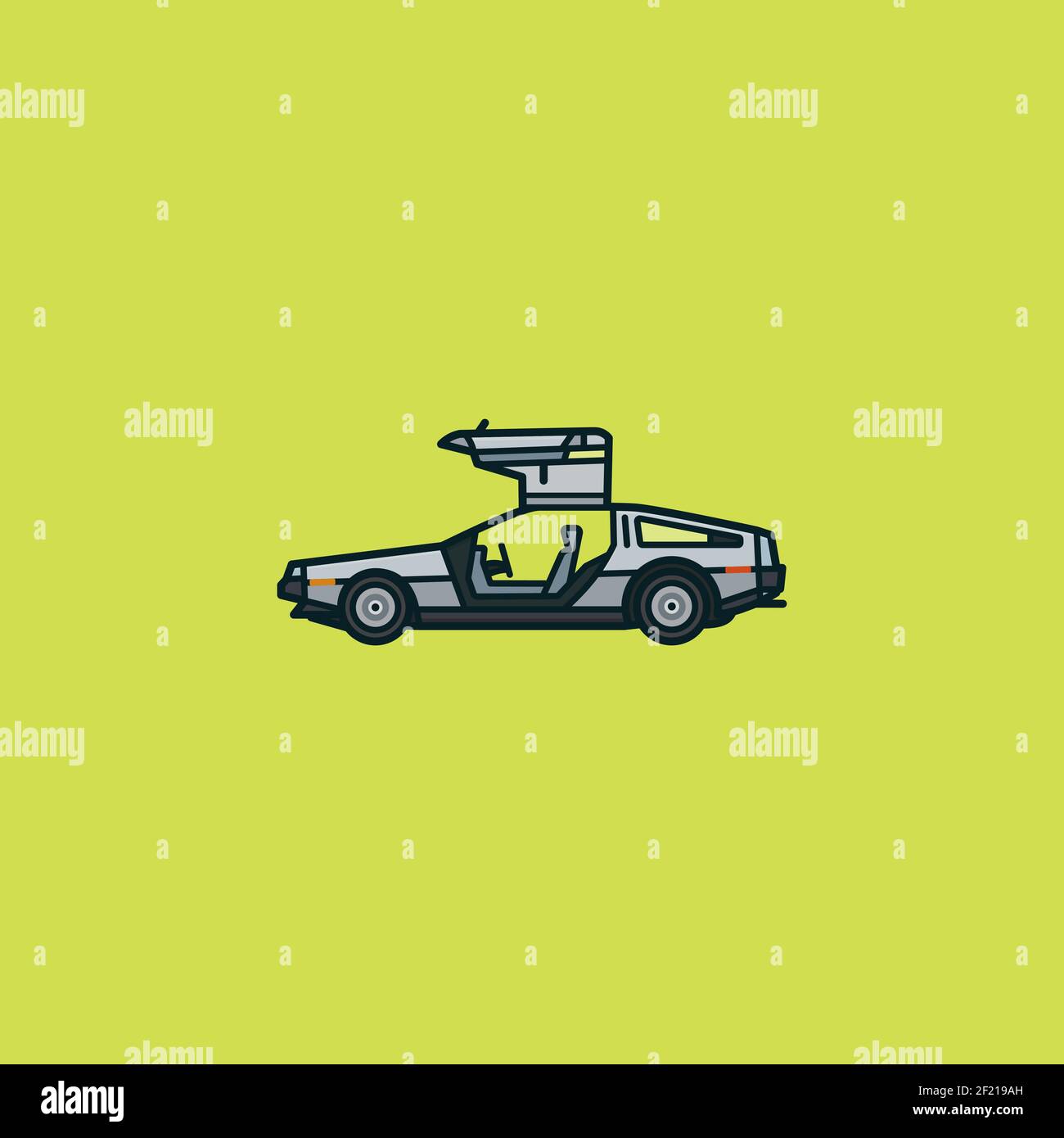 Gullwing auto sportiva illustrazione vettoriale per Torna al futuro Giorno del 21 ottobre Illustrazione Vettoriale