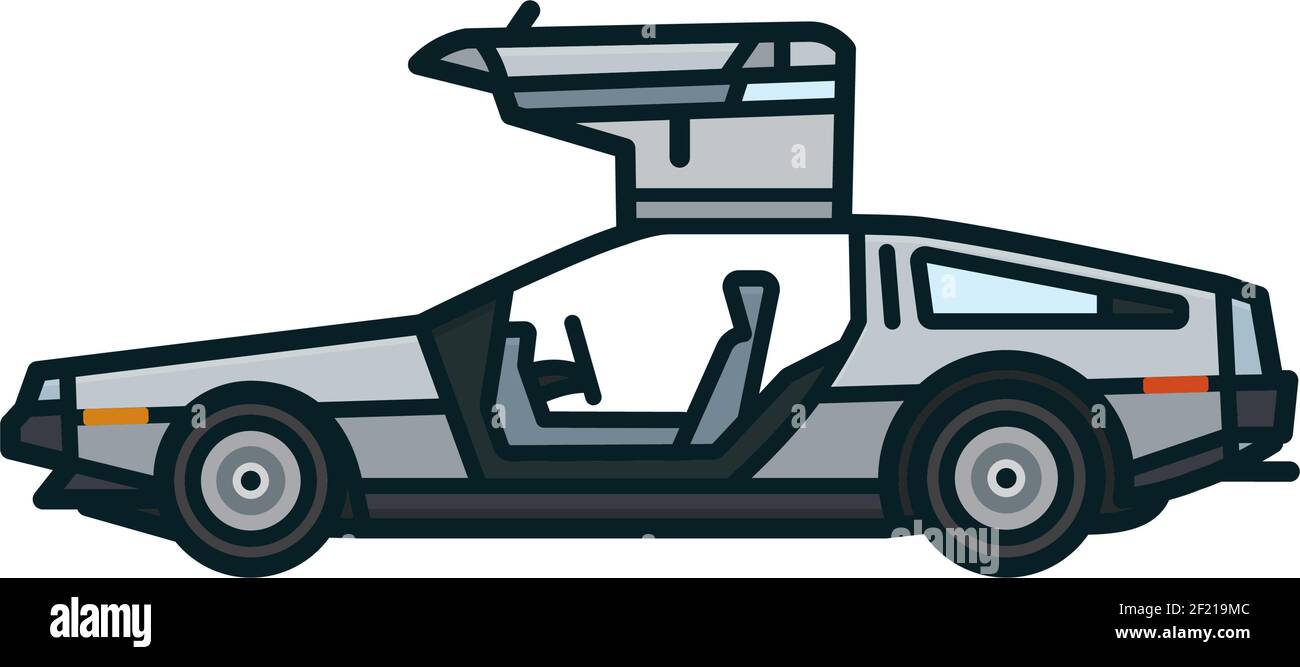 Gullwing auto sportiva isolato vettore illustrazione per Torna alla Il giorno del futuro il 21 ottobre Illustrazione Vettoriale
