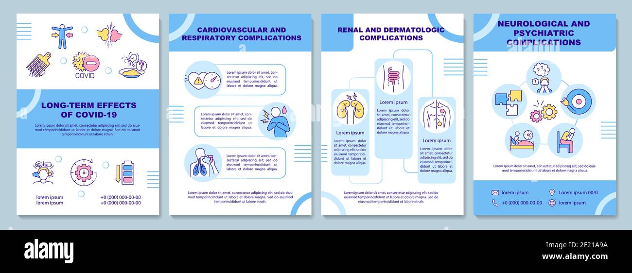 Effetti a lungo termine del modello di brochure COVID 19 Illustrazione Vettoriale
