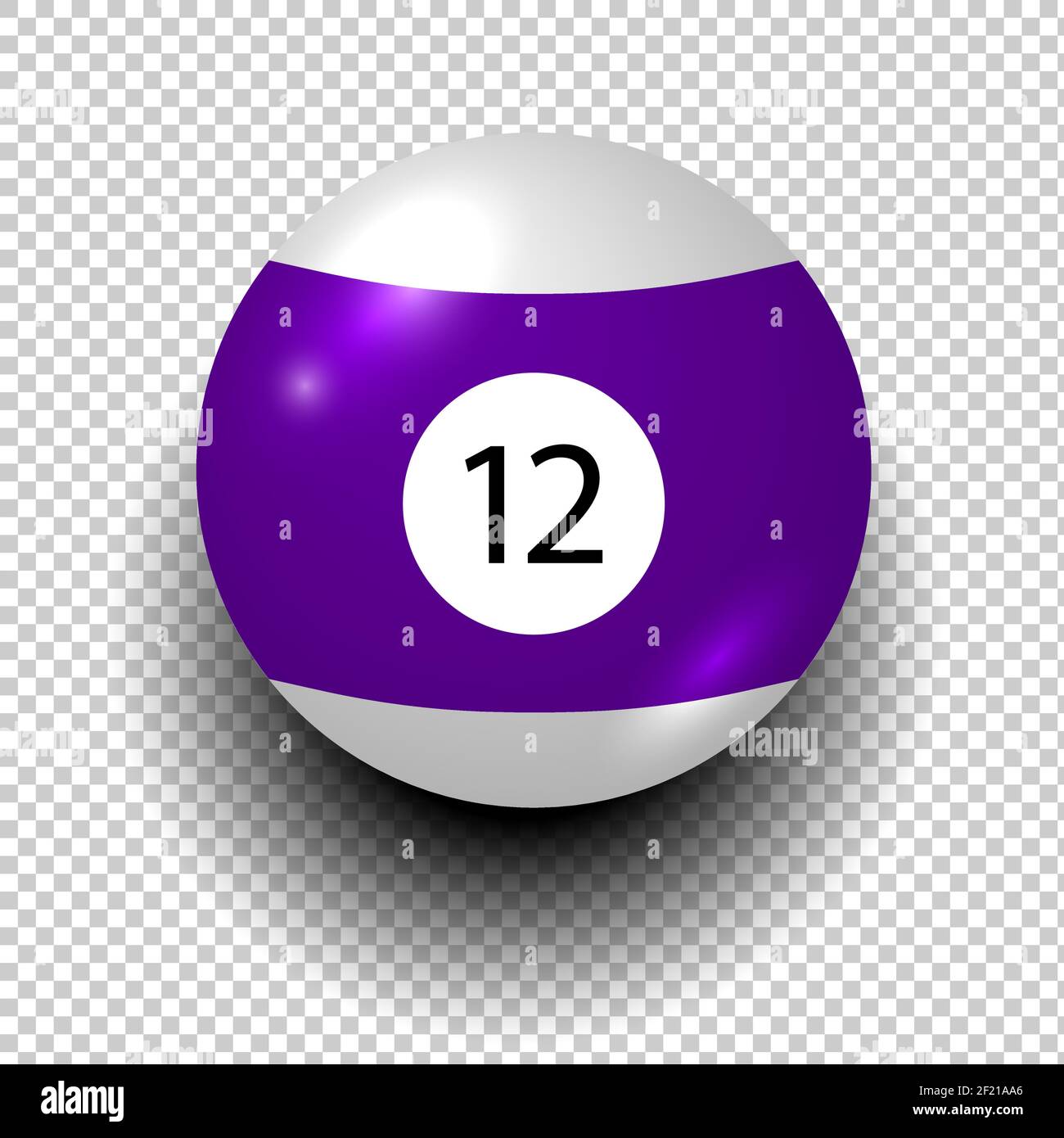 Vettore del pallone da biliardo numero 12. Colore viola e bianco. Oggetto vento isolato su sfondo trasparente. EPS 10 Illustrazione Vettoriale