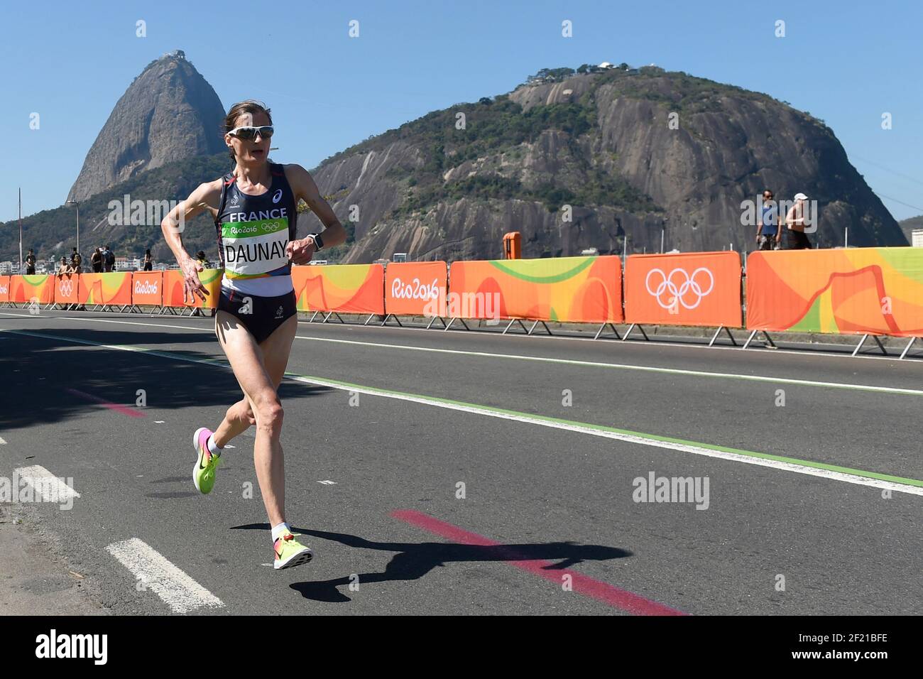 Christelle Daunay in Francia compete nella Maratona delle donne di atletica durante i Giochi Olimpici RIO 2016, Atletica, il 14 agosto 2016, a Rio, Brasile - Foto Jean-Marie Hervio / KMSP / DPPI Foto Stock