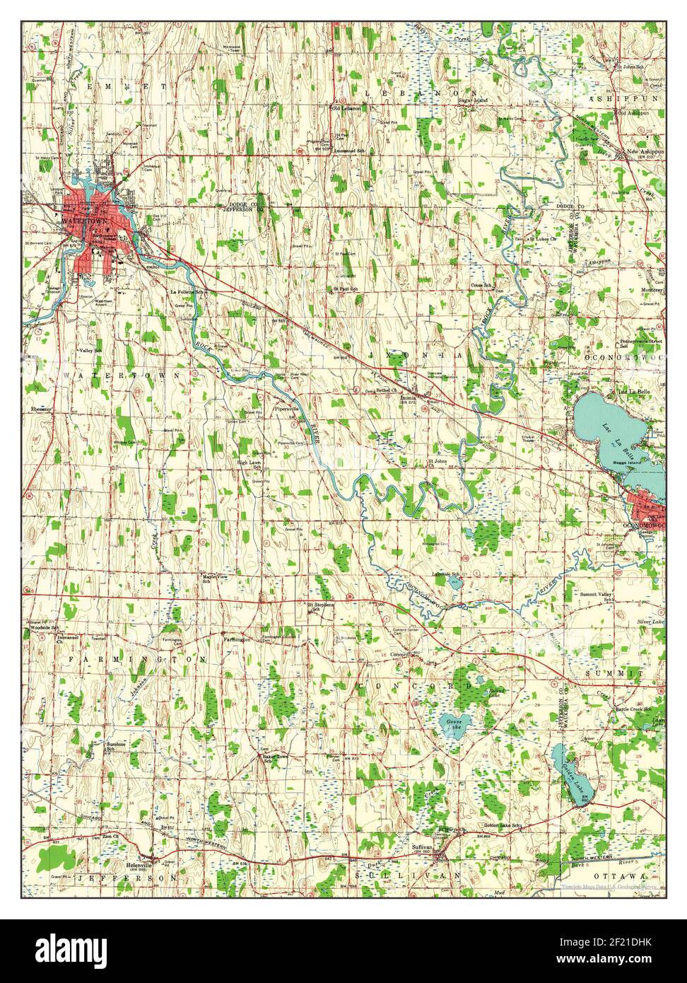 Watertown, Wisconsin, mappa 1959, 1:62500, Stati Uniti d'America da Timeless Maps, dati U.S. Geological Survey Foto Stock