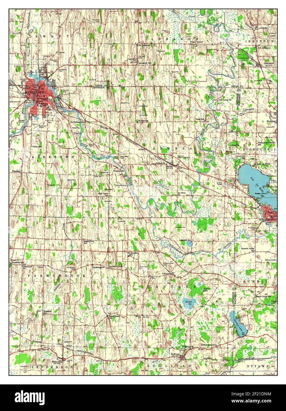 Watertown, Wisconsin, mappa 1959, 1:62500, Stati Uniti d'America da Timeless Maps, dati U.S. Geological Survey Foto Stock