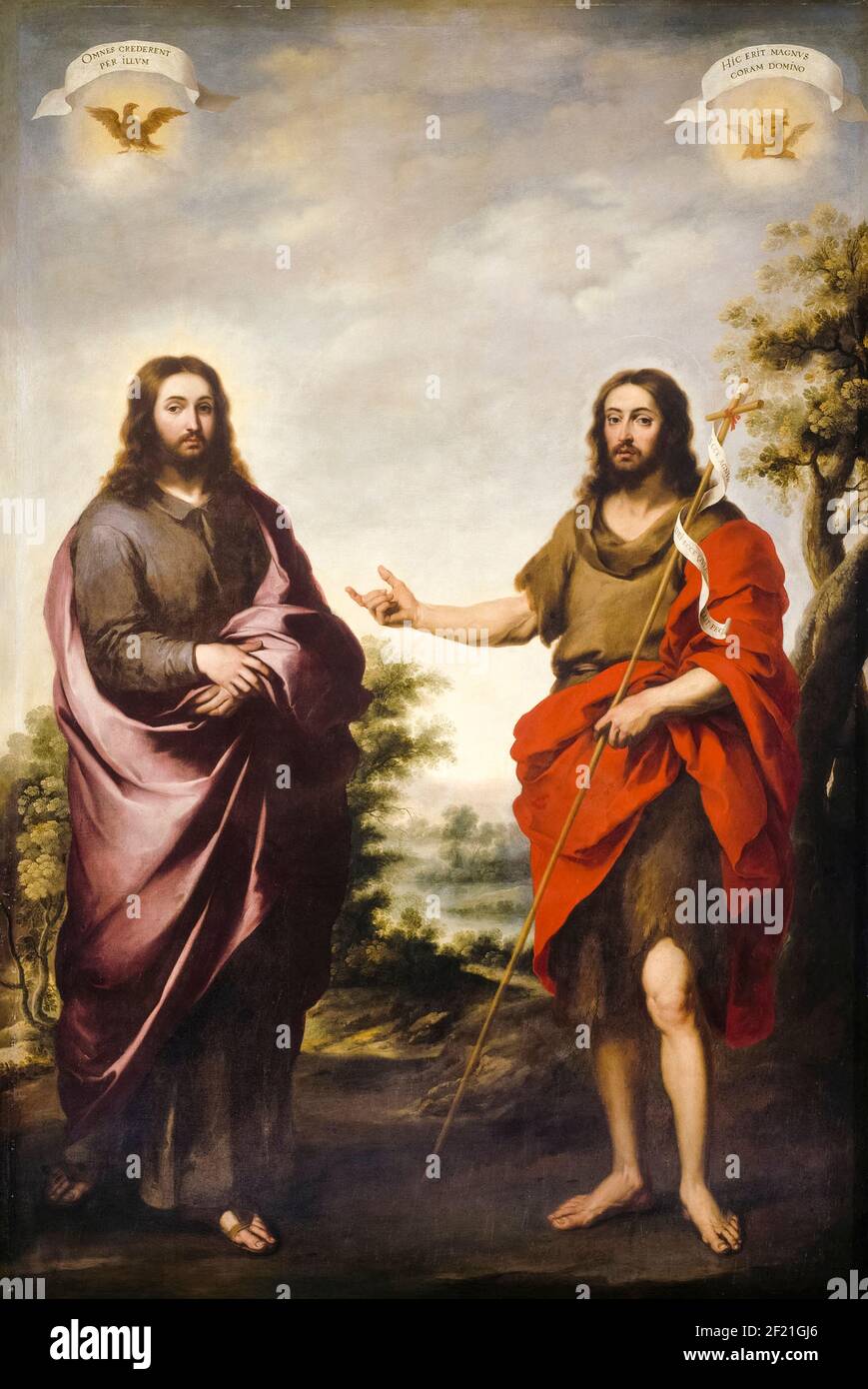 San Giovanni Battista che indica Cristo, dipinto di Bartolomé Esteban Murillo, circa 1655 Foto Stock