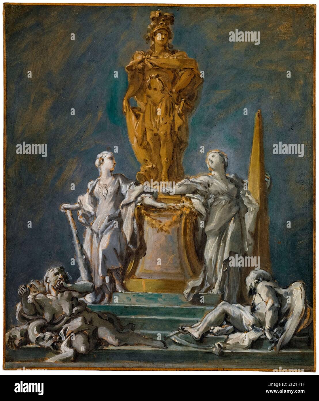 François Boucher, Studio per un Monumento a una figura principesca, pittura, prima del 1770 Foto Stock