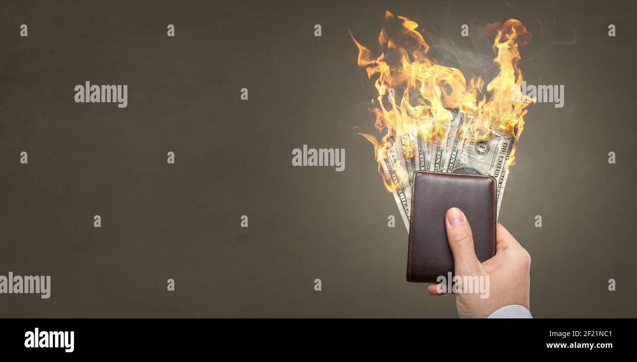 Masterizzazione di banconote in dollari all'interno di un portafoglio con spazio per la copia Foto Stock