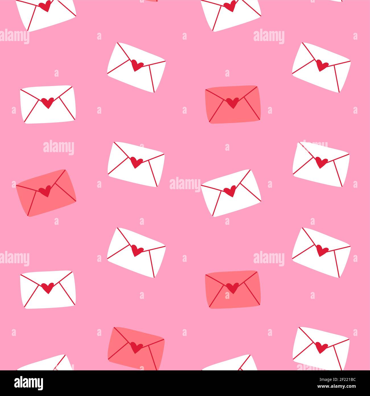 Cartoni animati rosa valentine giorno d'amore modello senza giunture. Cute romantico messaggio doodle sfondo per la stampa di festa o concetto di amore. Illustrazione Vettoriale