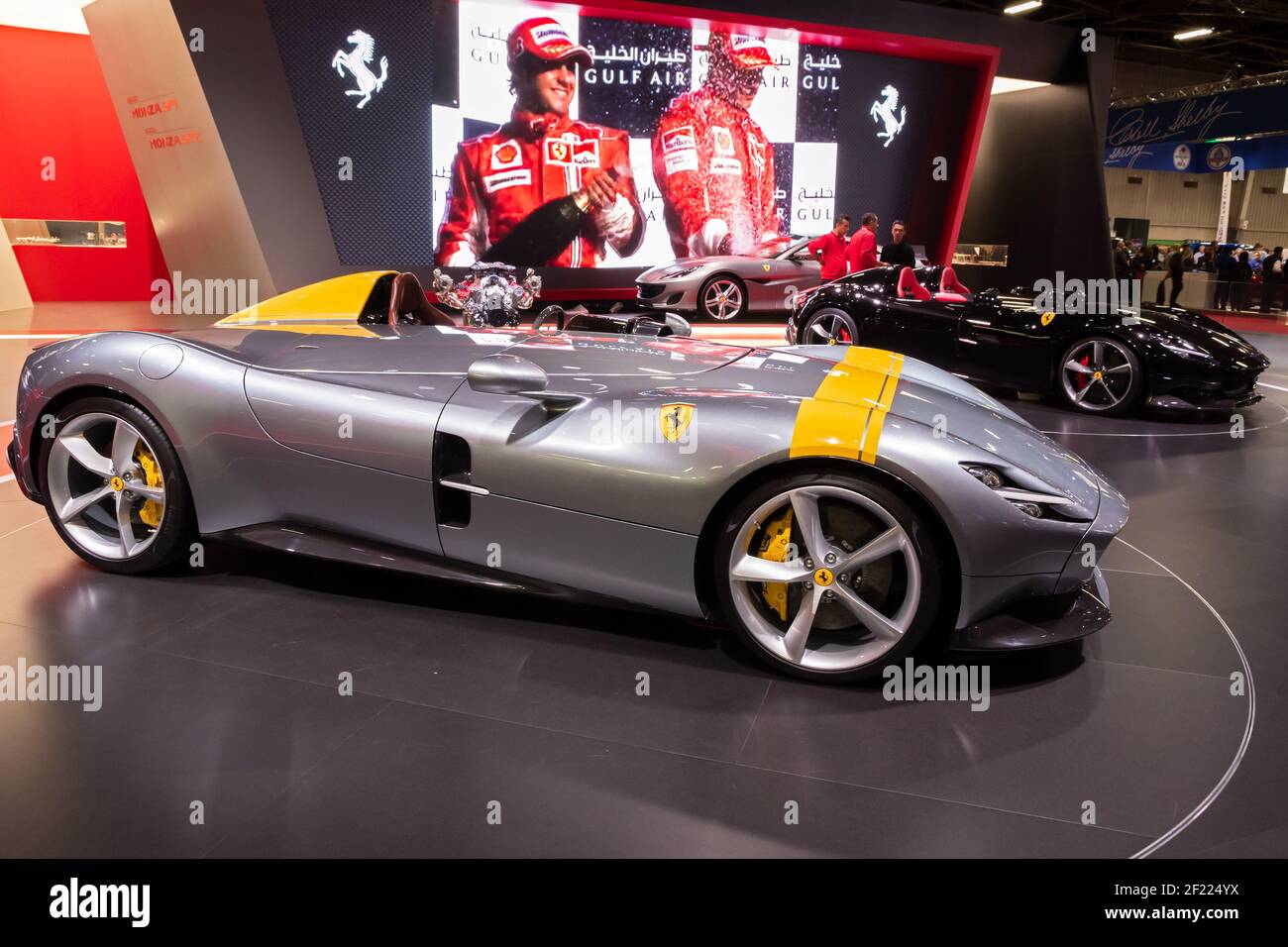 Ferrari Monza SP1, vettura sportiva al Paris Motor Show di Expo Porte de Versailles. Francia - 3 ottobre 2018 Foto Stock