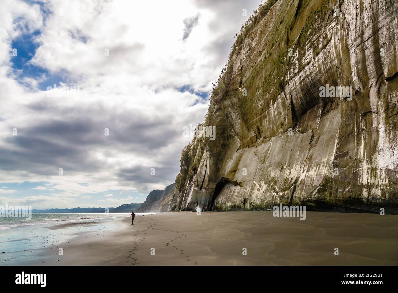 Ripide rocce bianche sulla costa del Pacifico Foto Stock