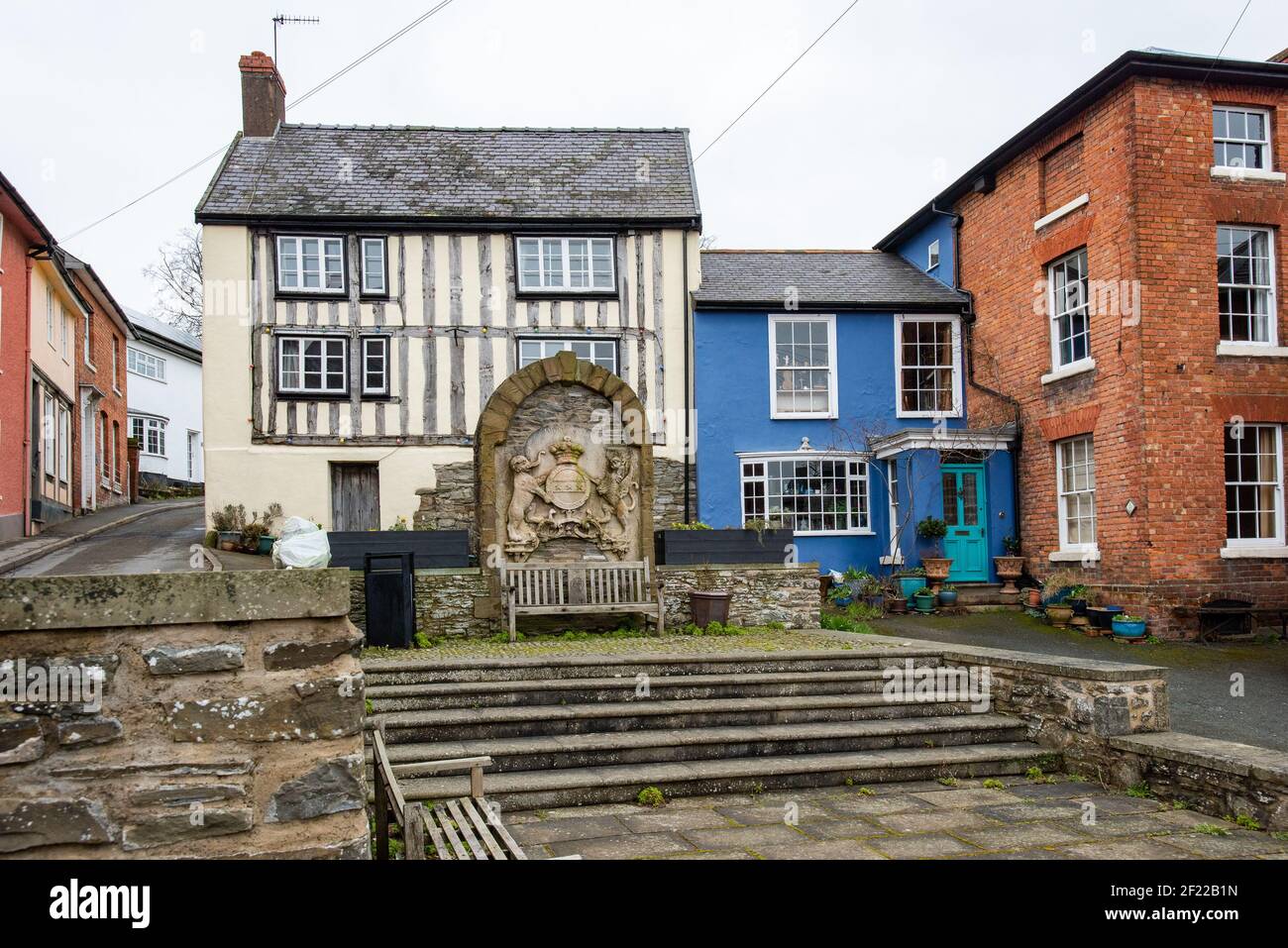 Veduta del Castello dei Vescovi, Shropshire, Regno Unito Foto Stock