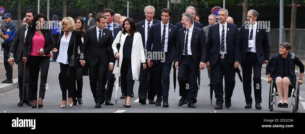 Delegazione francese di Parigi 2024 candidata arrivo al Museo Olimpico durante la visita della candidatura di Parigi 2024 al Museo Olimpico, a Losanna, Svizzera, il 10 luglio 2017 - Foto Philippe Millereau / KMSP / DPPI Foto Stock