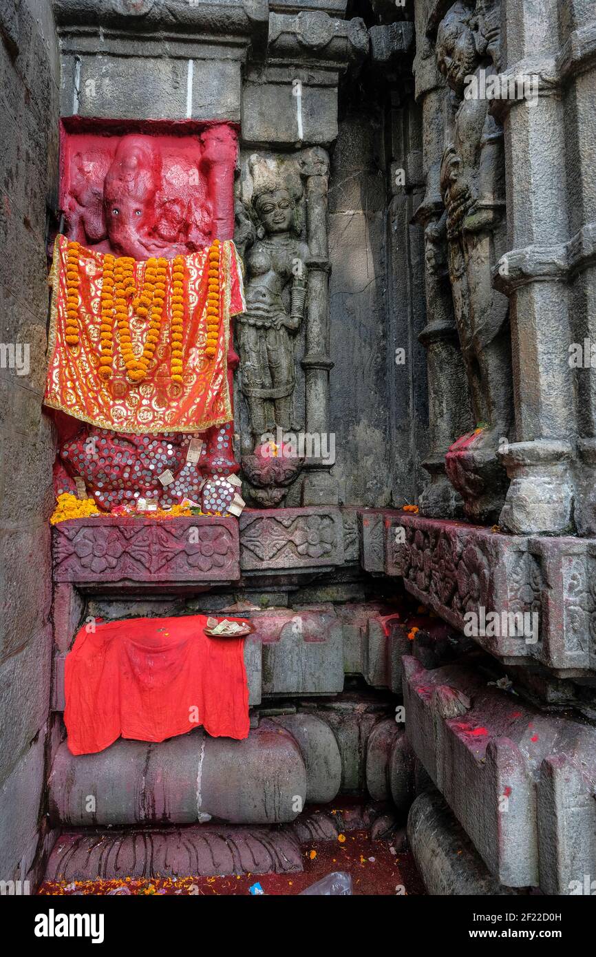 Particolare del tempio di Kamakhya a Guwahati nello stato di Assam, India. È un tempio Sakta dedicato alla dea madre Kamakhya. Foto Stock