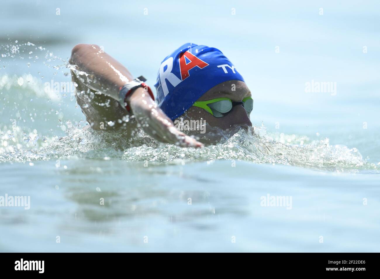 Marc Antoine Olivier (fra) compete e vince la medaglia di bronzo alla gara di 10 km di Open Water maschile durante il 17° Campionato del mondo FINA, alla Duna Arena, a Budapest, Ungheria, giorno 5, Il 18 luglio 2017, Foto Stephane Kempinaire / KMSP / DPPI Foto Stock