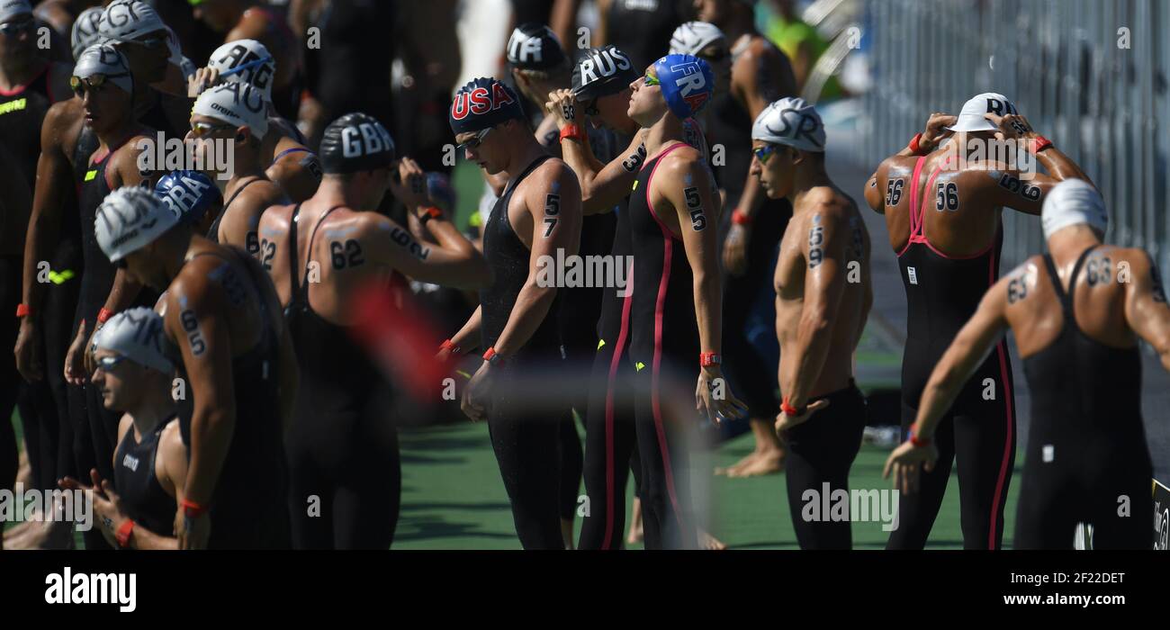 Marc Antoine Olivier (fra) compete e vince la medaglia di bronzo alla gara di 10 km di Open Water maschile durante il 17° Campionato del mondo FINA, alla Duna Arena, a Budapest, Ungheria, giorno 5, Il 18 luglio 2017, Foto Stephane Kempinaire / KMSP / DPPI Foto Stock