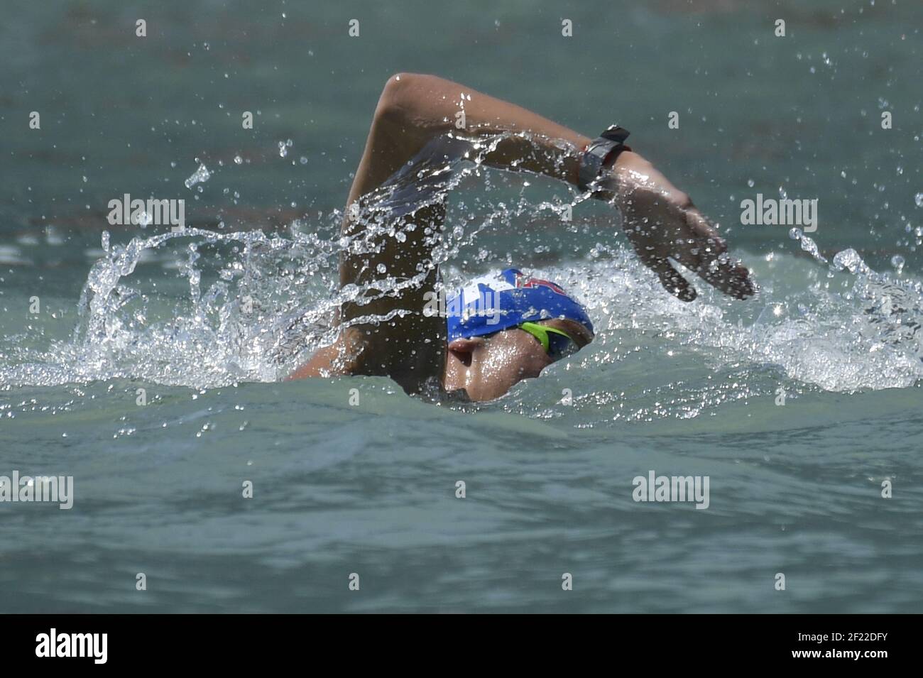 Marc Antoine Olivier (fra) compete e vince la medaglia di bronzo alla gara di 10 km di Open Water maschile durante il 17° Campionato del mondo FINA, alla Duna Arena, a Budapest, Ungheria, giorno 5, Il 18 luglio 2017, Foto Stephane Kempinaire / KMSP / DPPI Foto Stock