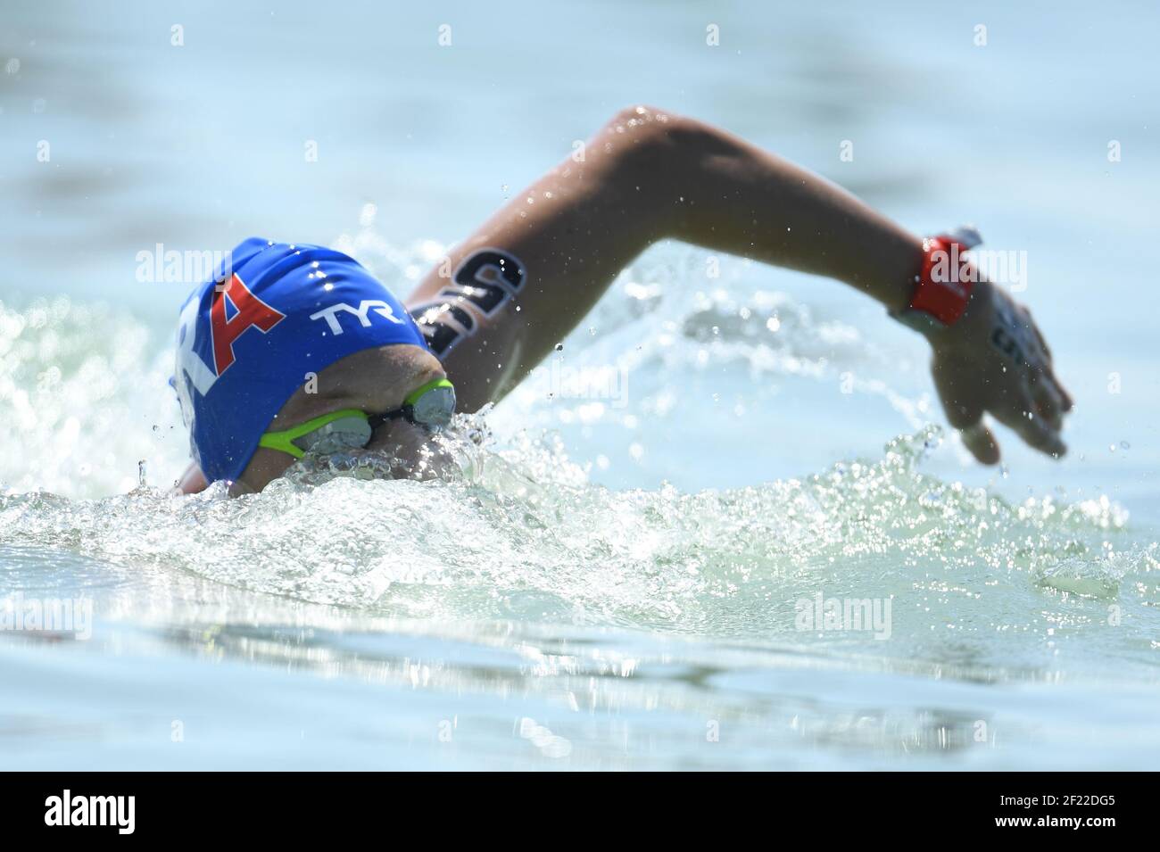 Marc Antoine Olivier (fra) compete e vince la medaglia di bronzo alla gara di 10 km di Open Water maschile durante il 17° Campionato del mondo FINA, alla Duna Arena, a Budapest, Ungheria, giorno 5, Il 18 luglio 2017, Foto Stephane Kempinaire / KMSP / DPPI Foto Stock