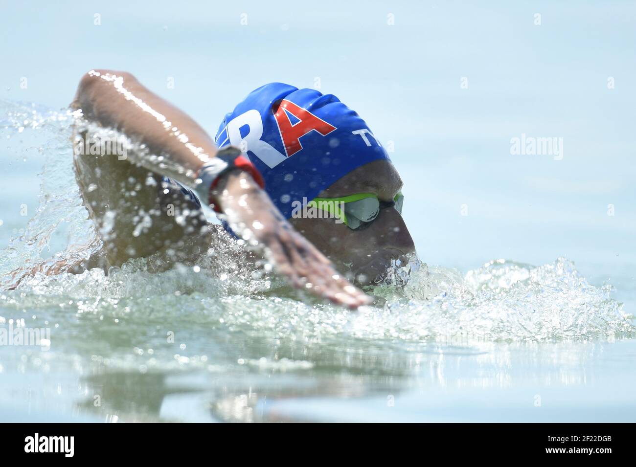 Marc Antoine Olivier (fra) compete e vince la medaglia di bronzo alla gara di 10 km di Open Water maschile durante il 17° Campionato del mondo FINA, alla Duna Arena, a Budapest, Ungheria, giorno 5, Il 18 luglio 2017, Foto Stephane Kempinaire / KMSP / DPPI Foto Stock