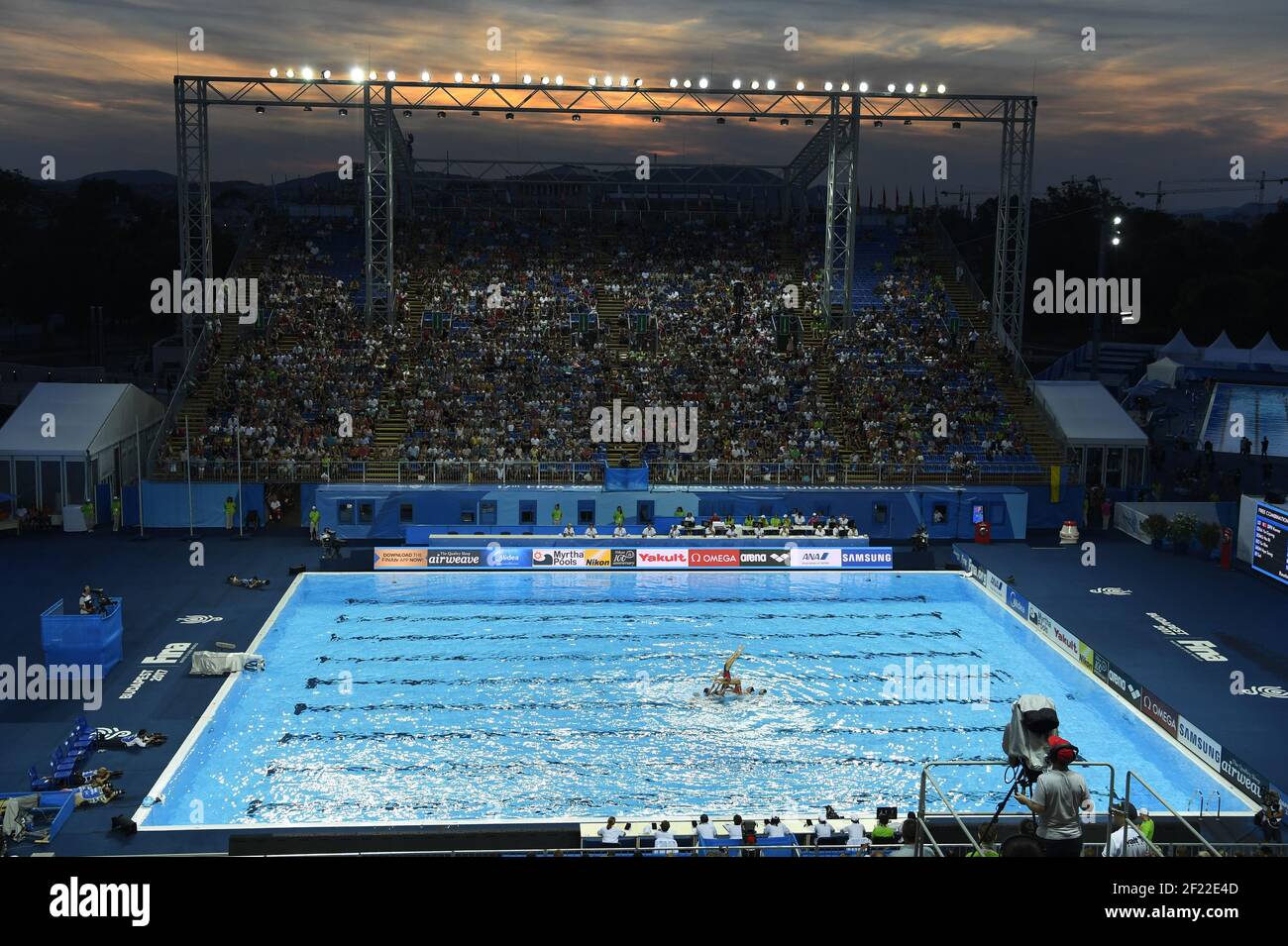 La squadra francese gareggia su Free Combination Synchronized Nuoto durante il 17° Campionato del mondo FINA, alla Duna Arena, a Budapest, Ungheria, giorno 7, Il 20 luglio 2017, Foto Stephane Kempinaire / KMSP / DPPI Foto Stock