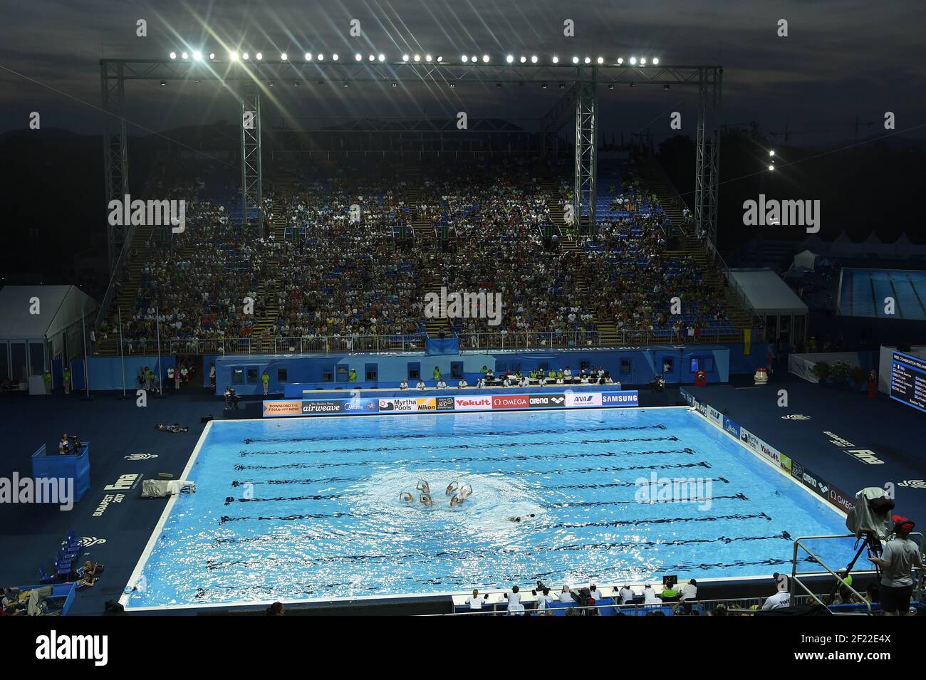 La squadra francese gareggia su Free Combination Synchronized Nuoto durante il 17° Campionato del mondo FINA, alla Duna Arena, a Budapest, Ungheria, giorno 7, Il 20 luglio 2017, Foto Stephane Kempinaire / KMSP / DPPI Foto Stock