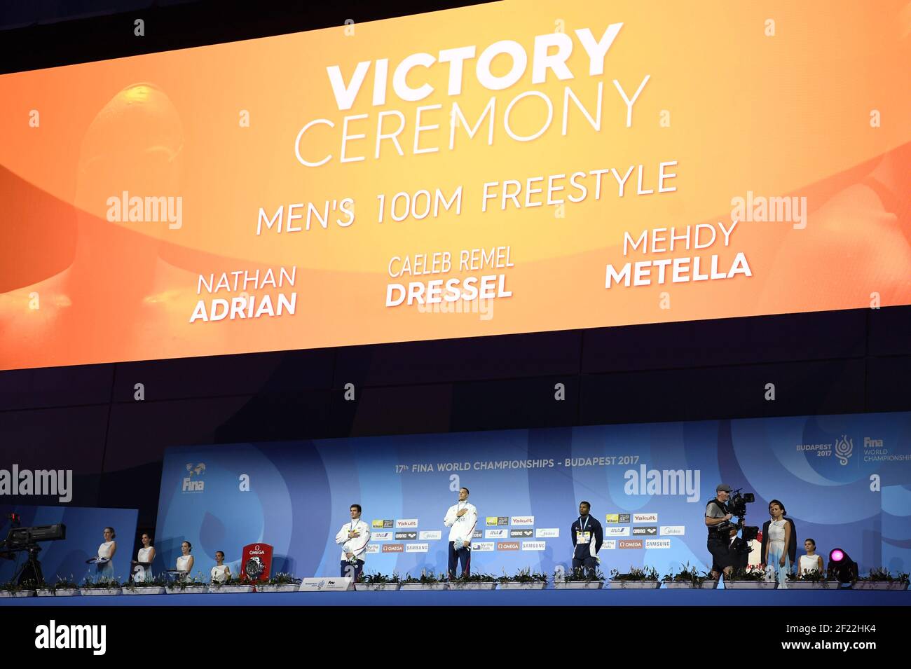 Mehdy Metella (fra) compete e vince la medaglia di bronzo alla finale maschile di 100 m durante il 17° Campionato del mondo FINA, alla Duna Arena, a Budapest, Ungheria, Day 14, Il 27 luglio 2017, Photo Stephane Kempinaire / KMSP / DPPI Foto Stock