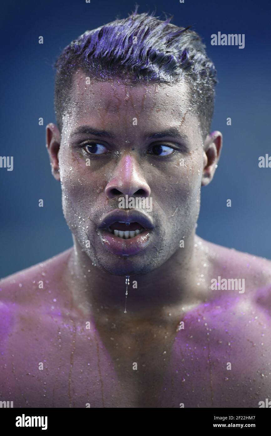 Mehdy Metella (fra) compete e vince la medaglia di bronzo alla finale maschile di 100 m durante il 17° Campionato del mondo FINA, alla Duna Arena, a Budapest, Ungheria, Day 14, Il 27 luglio 2017, Photo Stephane Kempinaire / KMSP / DPPI Foto Stock