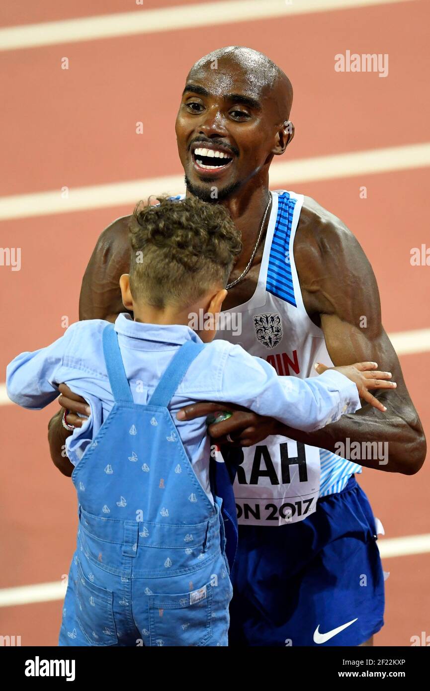 Mohamed Farah (GBR) vince la medaglia d'oro in 10000 metri uomini durante i Campionati mondiali di atletica 2017, all'Olympic Stadium, a Londra, Regno Unito, Day 1, Il 4 agosto 2017 - Foto Julien Crosnier / KMSP / DPPI Foto Stock