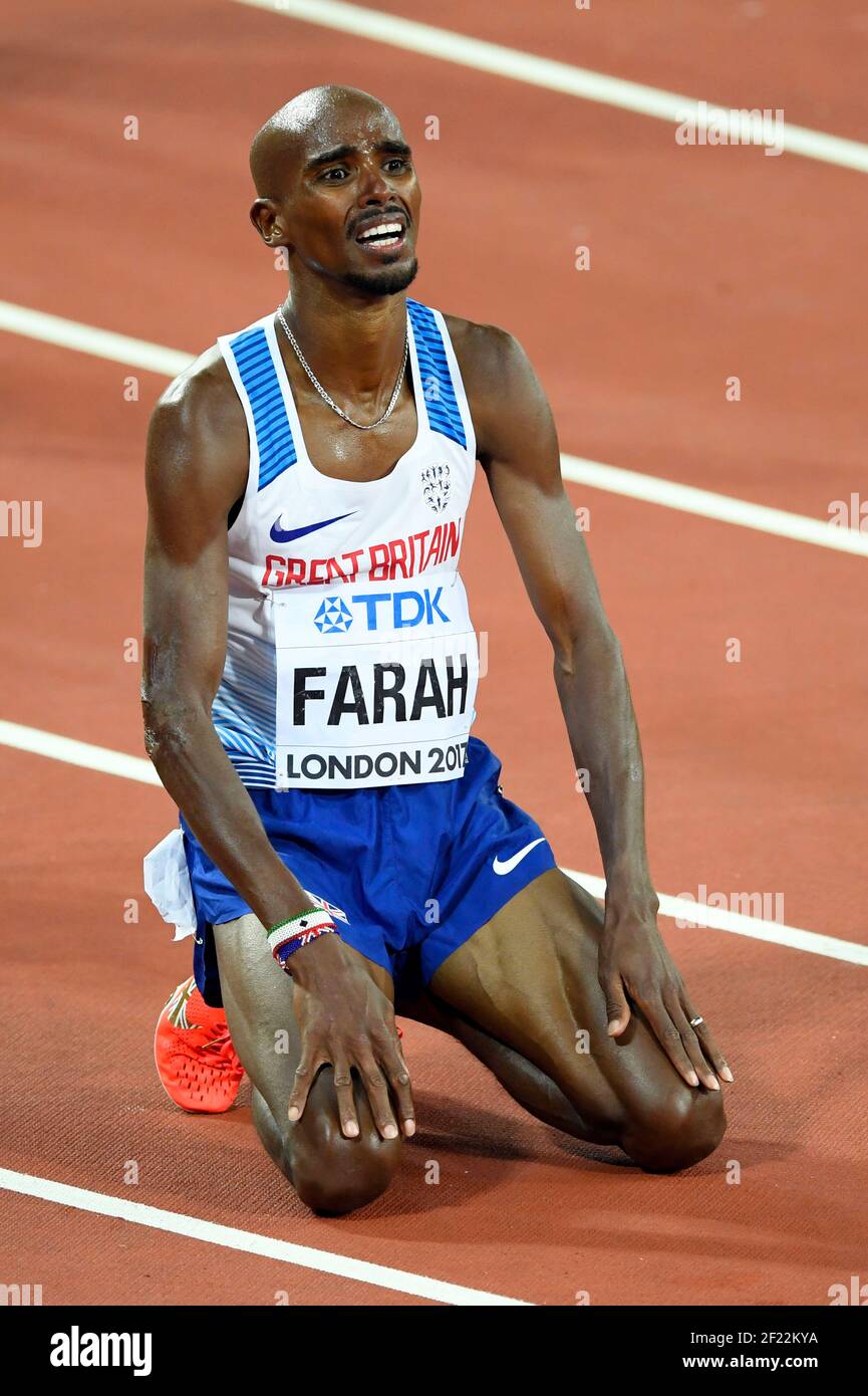 Mohamed Farah (GBR) vince la medaglia d'oro in 10000 metri uomini durante i Campionati mondiali di atletica 2017, all'Olympic Stadium, a Londra, Regno Unito, Day 1, Il 4 agosto 2017 - Foto Julien Crosnier / KMSP / DPPI Foto Stock