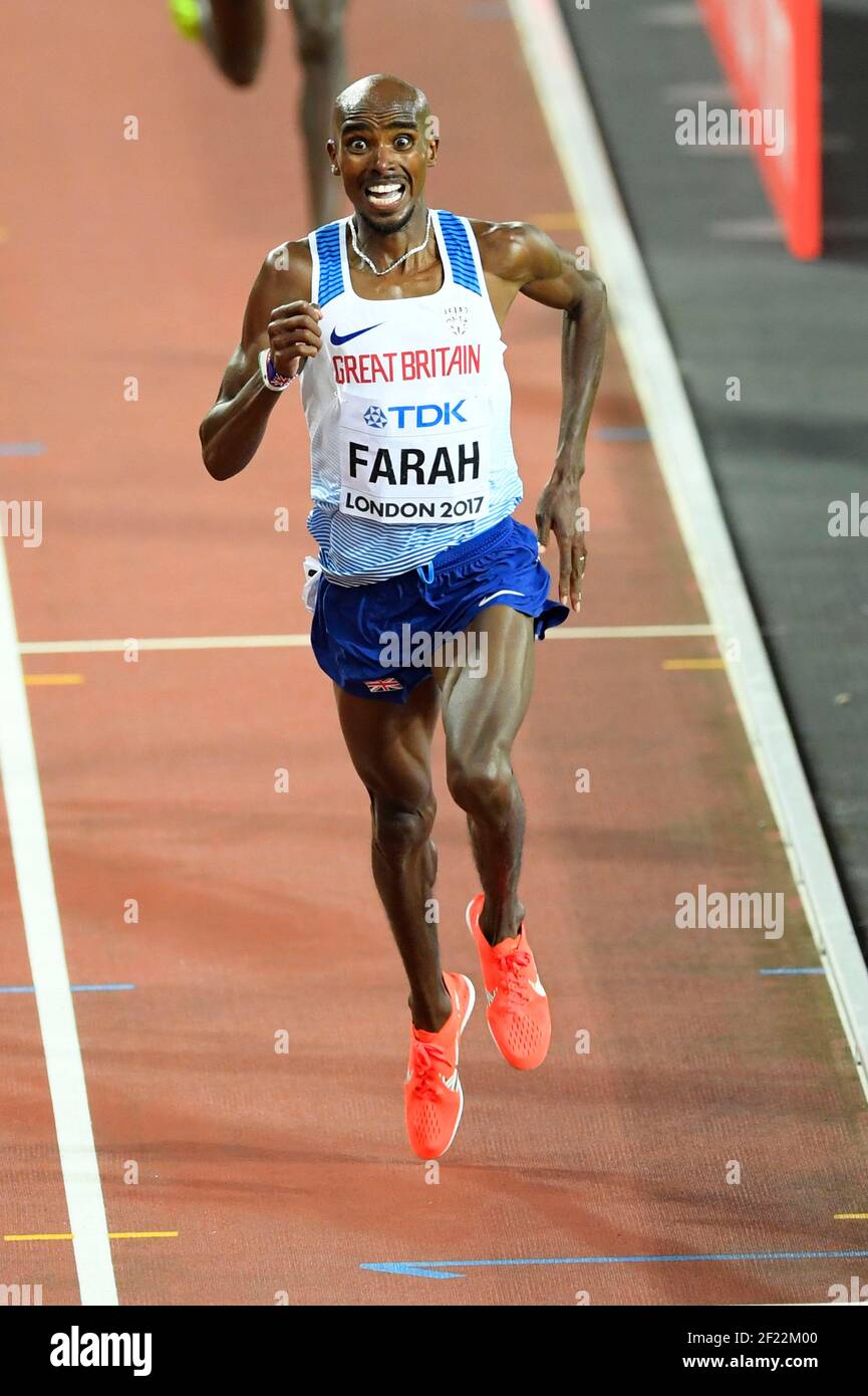 Mohamed Farah (GBR) vince la medaglia d'oro in 10000 metri uomini durante i Campionati mondiali di atletica 2017, all'Olympic Stadium, a Londra, Regno Unito, Day 1, Il 4 agosto 2017 - Foto Julien Crosnier / KMSP / DPPI Foto Stock