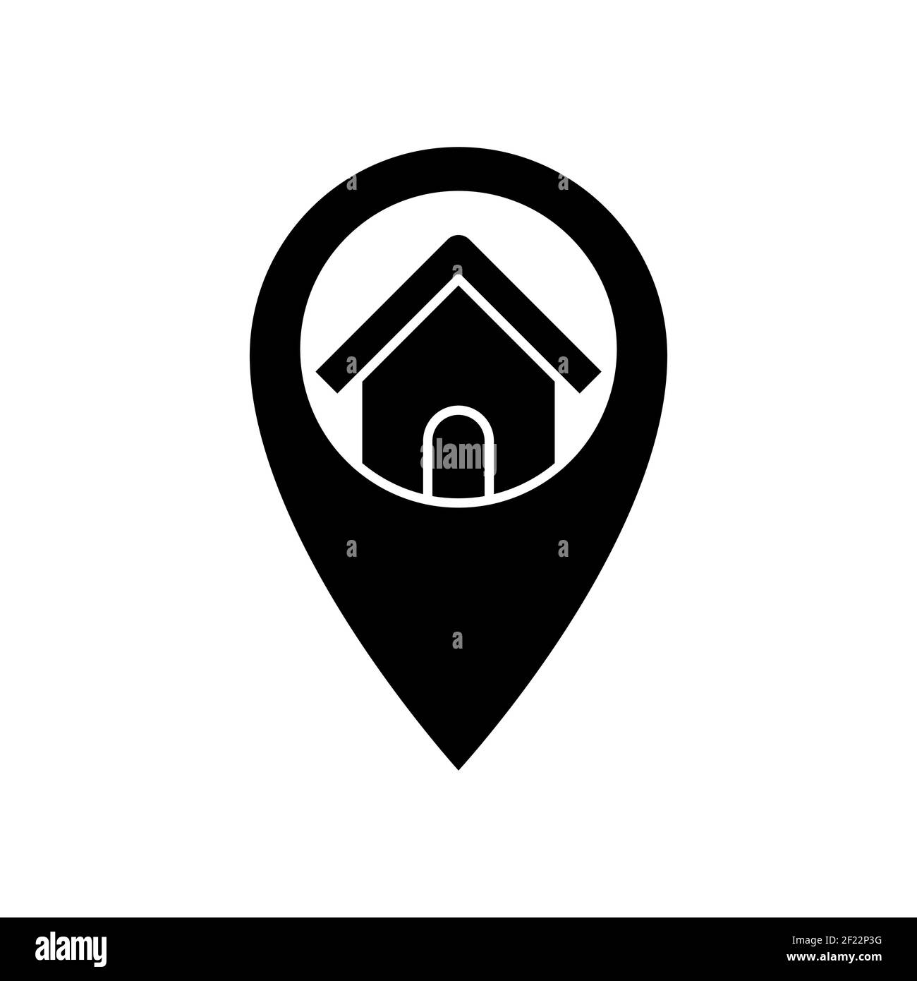 Immagine grafica vettoriale dell'icona del logo Home. Casa con concetto di progettazione di posizione per la casa, il bene immobile, l'edificio, l'appartamento, la costruzione e l'architettura Illustrazione Vettoriale