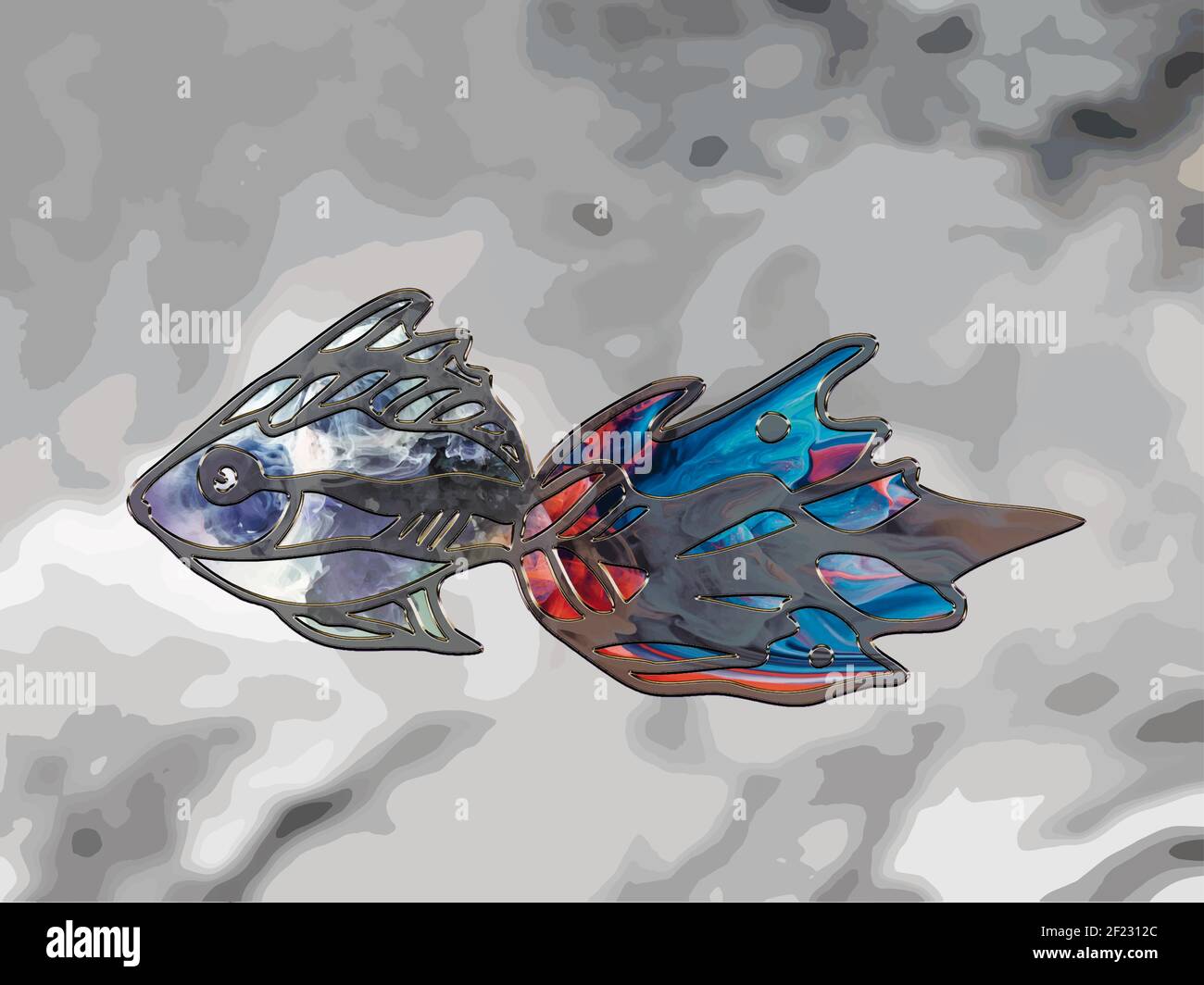 un singolo pesce astratto isolato. illustrazione vettoriale colorata. disegno di cartoni animati Illustrazione Vettoriale