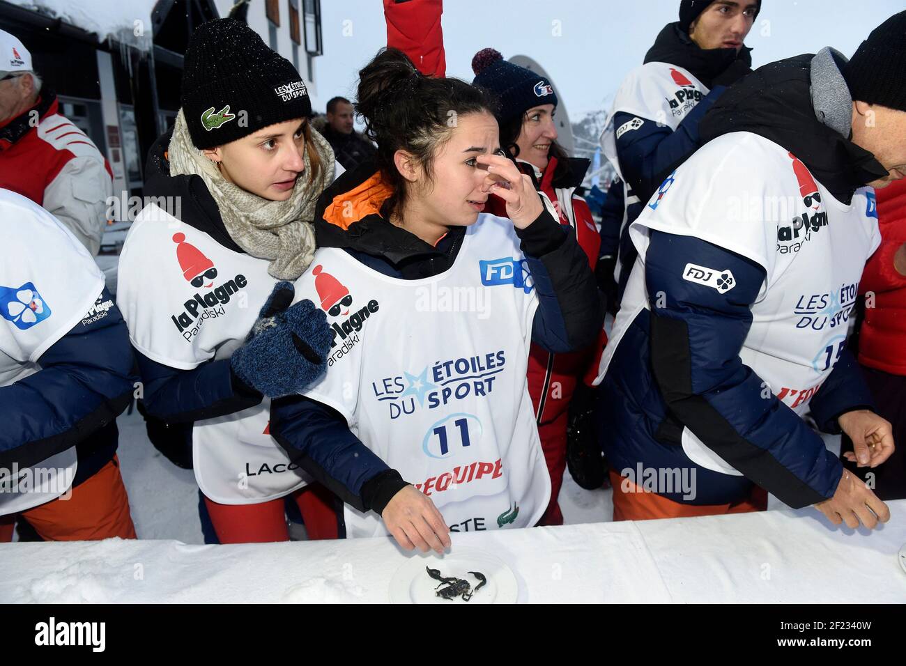 Laura Marino (Marraine Plongeon) e Maissam Naji (Espoir Plongeon) durante l'Etoiles du Sport 2017 a la Plagne, Francia, il 15-20 dicembre 2017 - Foto Jean-Marie Hervio / KMSP / DPPI Foto Stock