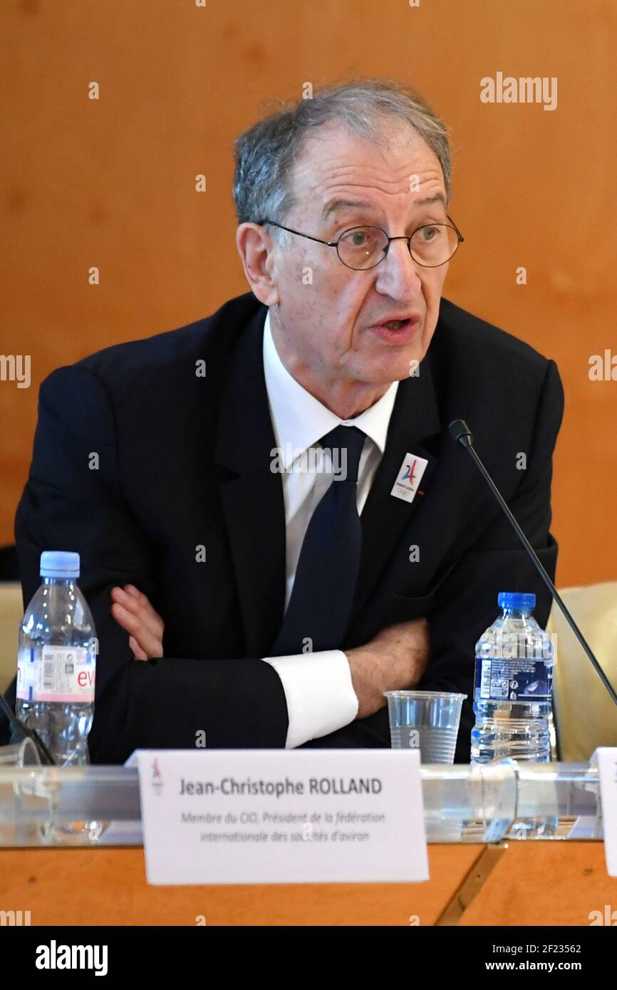 Presidente di CNOSF Denis Masseglia durante l'ultimo Consiglio di Amministrazione di GIP Parigi 2024, Maison du Sport Français, Parigi il 4 ottobre 2018, Foto Philippe Millereau / KMSP / DPPI Foto Stock