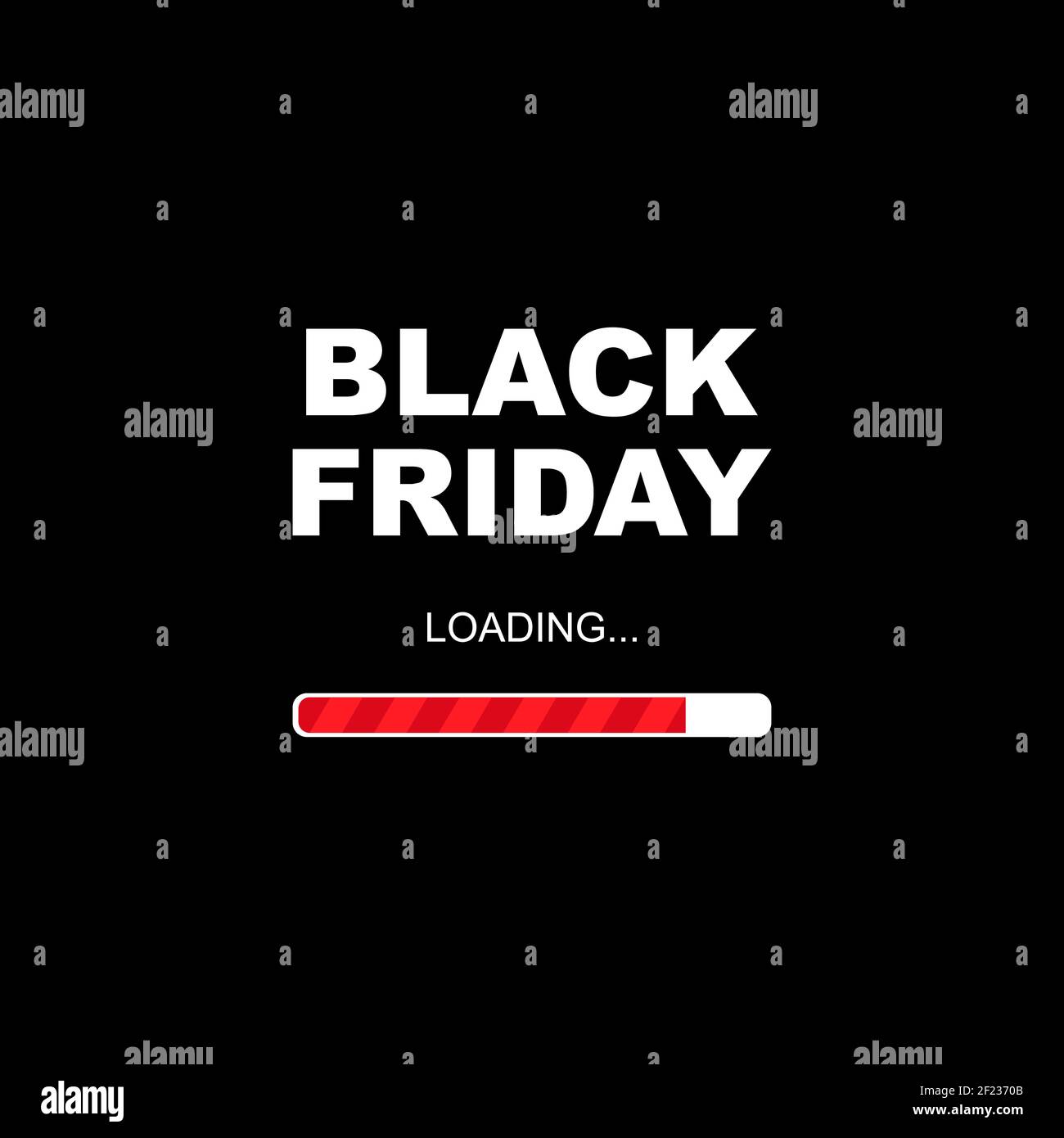 Banner di vendita Black friday. Scritta Black friday con scala di caricamento rossa su sfondo nero. Illustrazione vettoriale EPS 10 Illustrazione Vettoriale