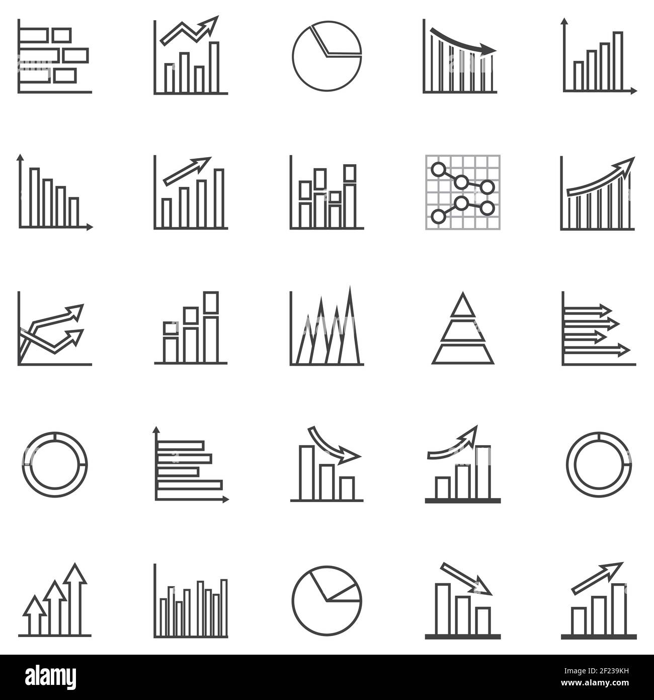 Set of Graph (Set di grafici), icona Simple Statistics (Statistiche semplici), Flat Business Symbol (simbolo Illustrazione Vettoriale