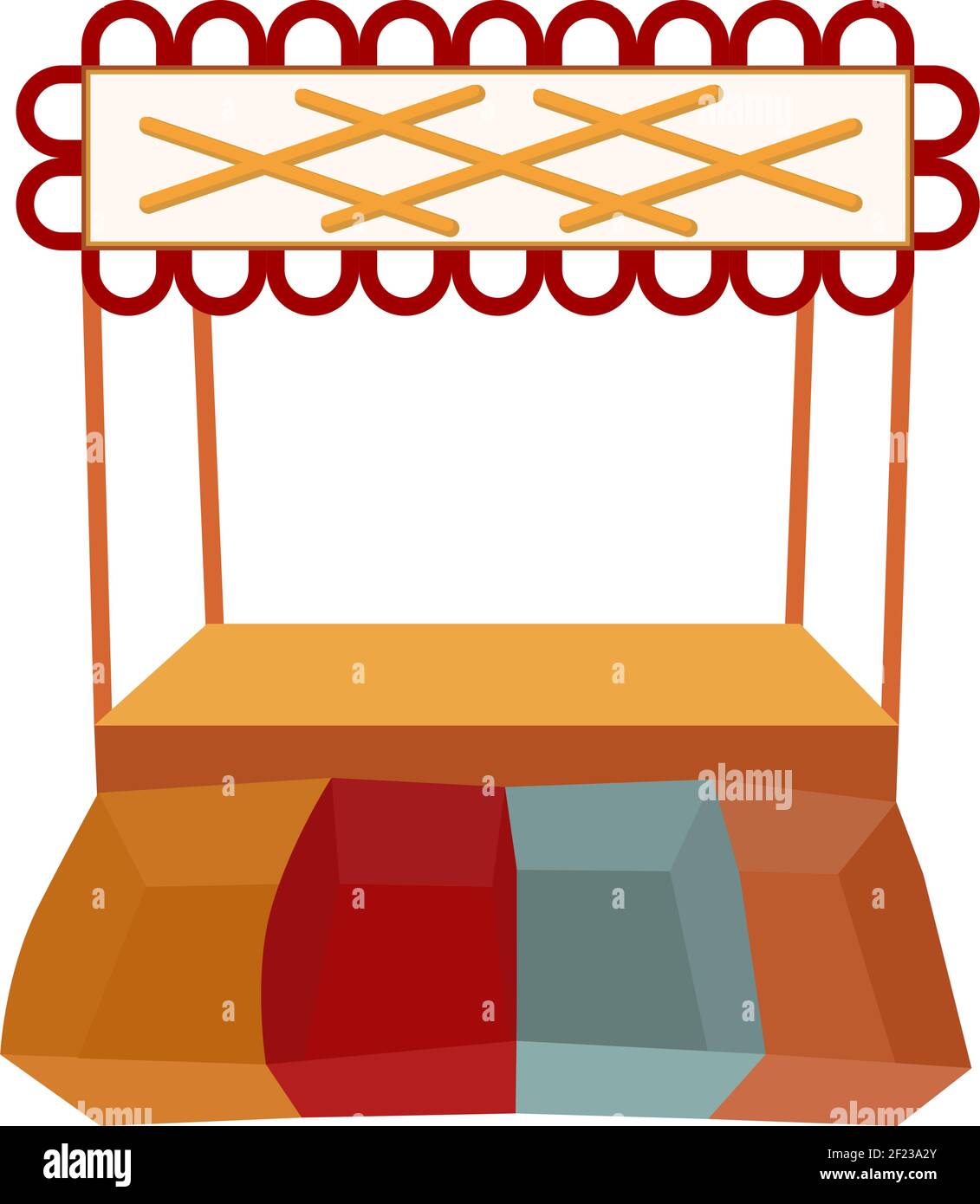 Negozio di souvenir colorato cartone animato. Emply negozio modello per vendere le vostre merci. Illustrazione vettoriale per la decorazione di poster, siti o carte regalo Illustrazione Vettoriale