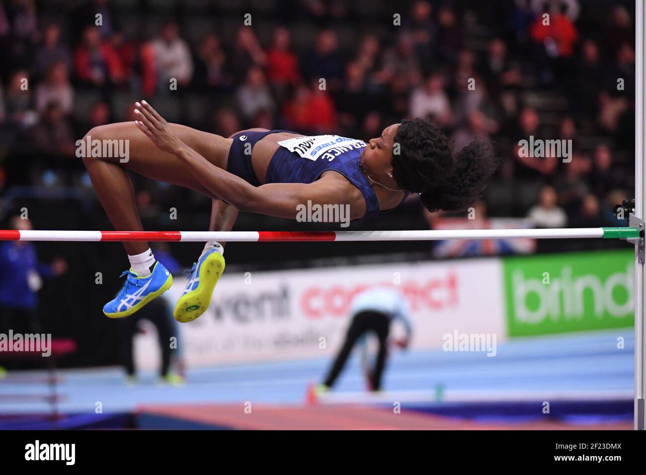 Antoinette Nana-Djimou (fra) compete su High Jump Pentathlon durante i Campionati mondiali di atletica leggera IAAF indoor 2018, a Birmingham, Gran Bretagna, Day 2 il 2 marzo 2018 - Photo Stephane Kempinaire / KMSP / DPPI Foto Stock