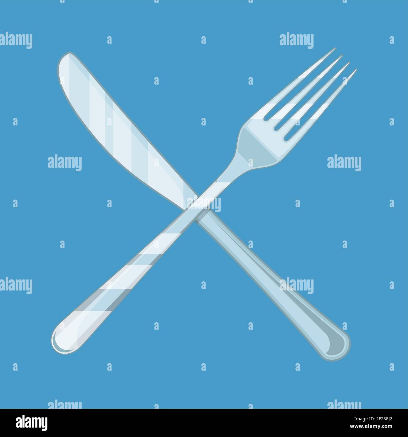 Coltello e forca incrociati. Illustrazione Vettoriale